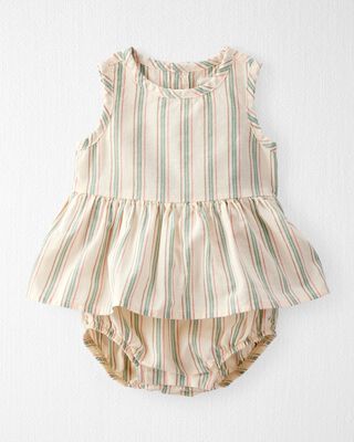Product image 1 of Baby Striped Sunsuit Made with Organic Cotton and Linen Blend