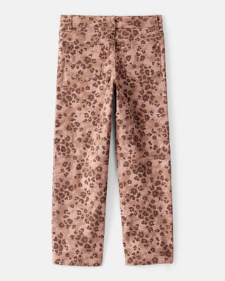 Product image 2 of Girls Mid-Rise Leopard Print Cotton Pants - Brown