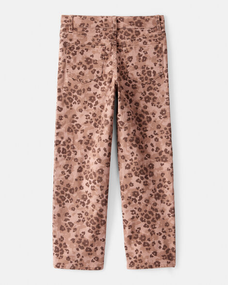 Product image 2 of Girls Mid-Rise Leopard Print Cotton Pants - Brown