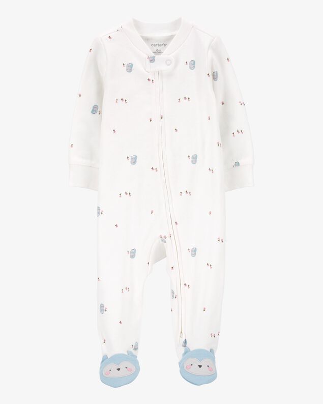 Product image 1 of Baby Girl Owl 2-Way Zip Cotton Sleep & Play Pajamas