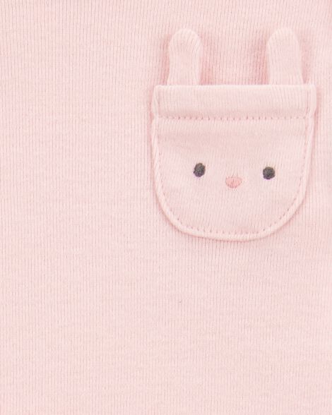 Product image 3 of Baby Girl 5-Pack Floral Bunny Short-Sleeve Cotton Bodysuits - Pink