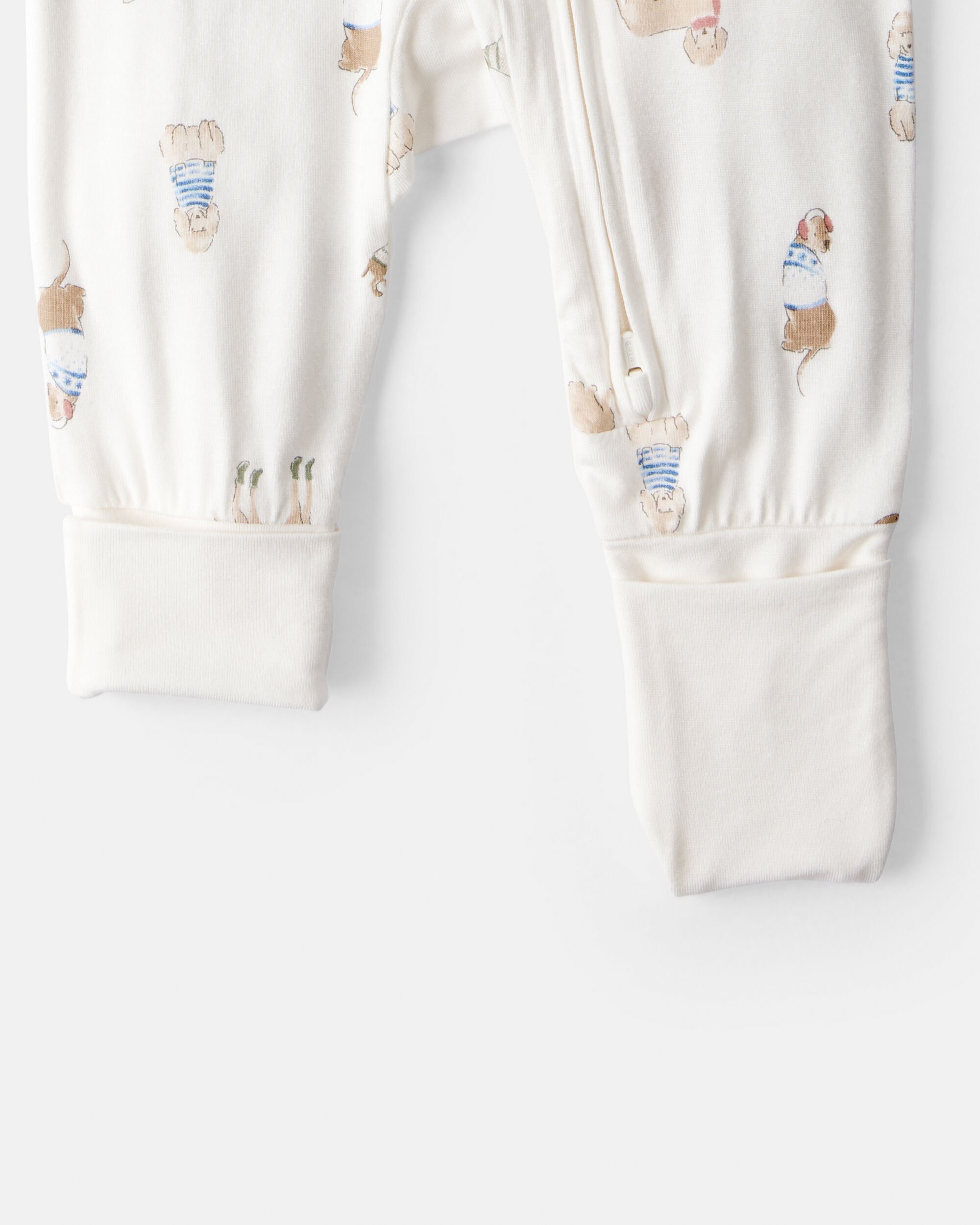 Baby Dog Print PurelySoft Snug Fit Sleep & Play Pajamas - White