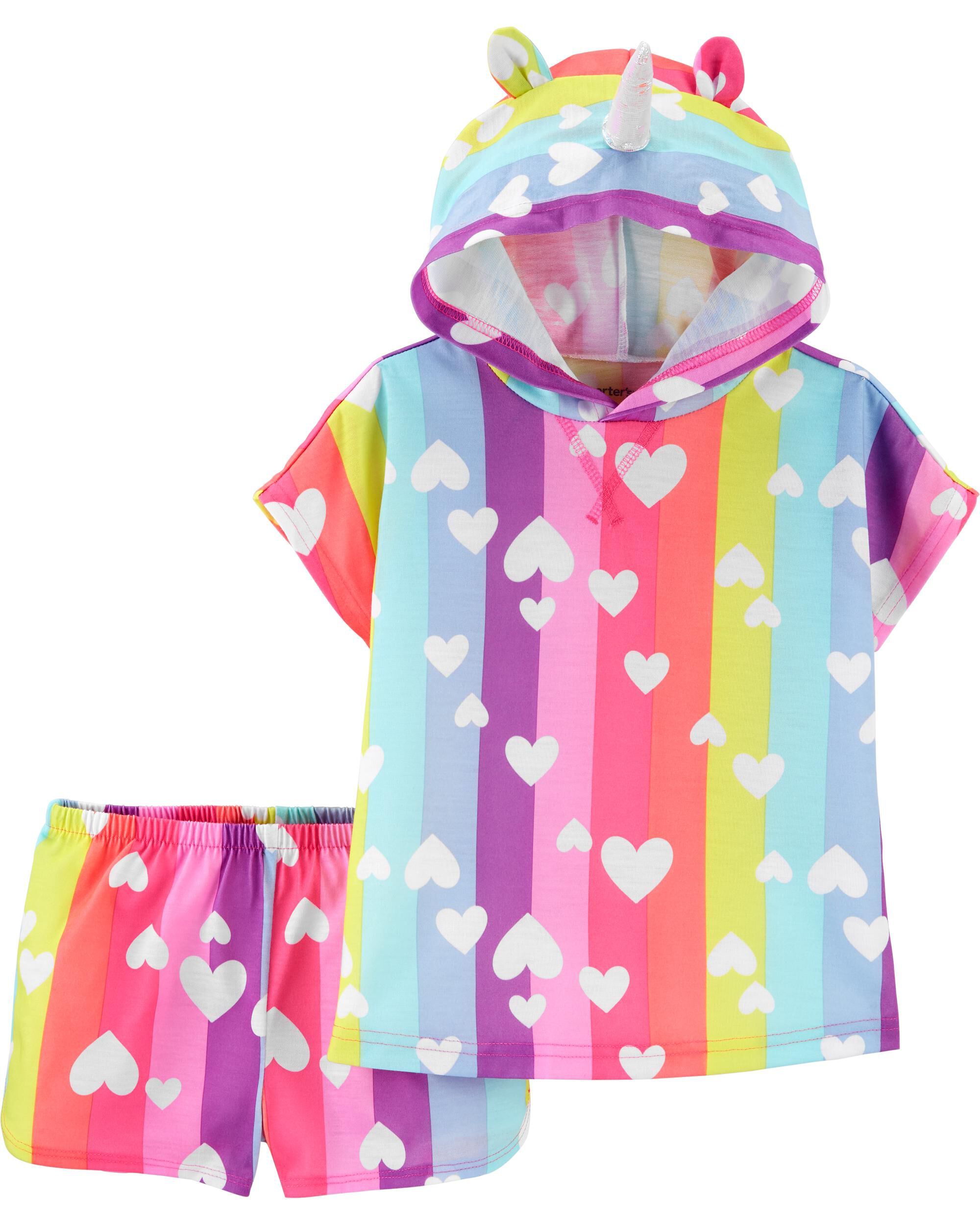 2-Piece Unicorn Hooded Poly PJs