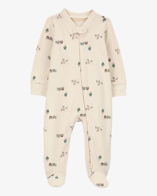 Product image 1 of Baby Truck Print 2-Way Zip Cotton Sleep & Play Pajamas
