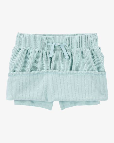 Product image 2 of Kid Ribbed Textured Drawstring Skort - Green