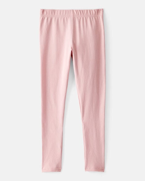 Girls Cotton Pull-On Stretch Leggings - Pink