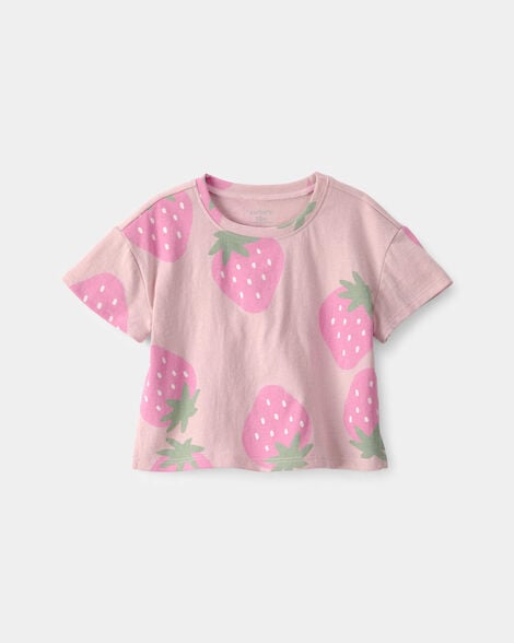baby girl strawberry relaxed top - pink