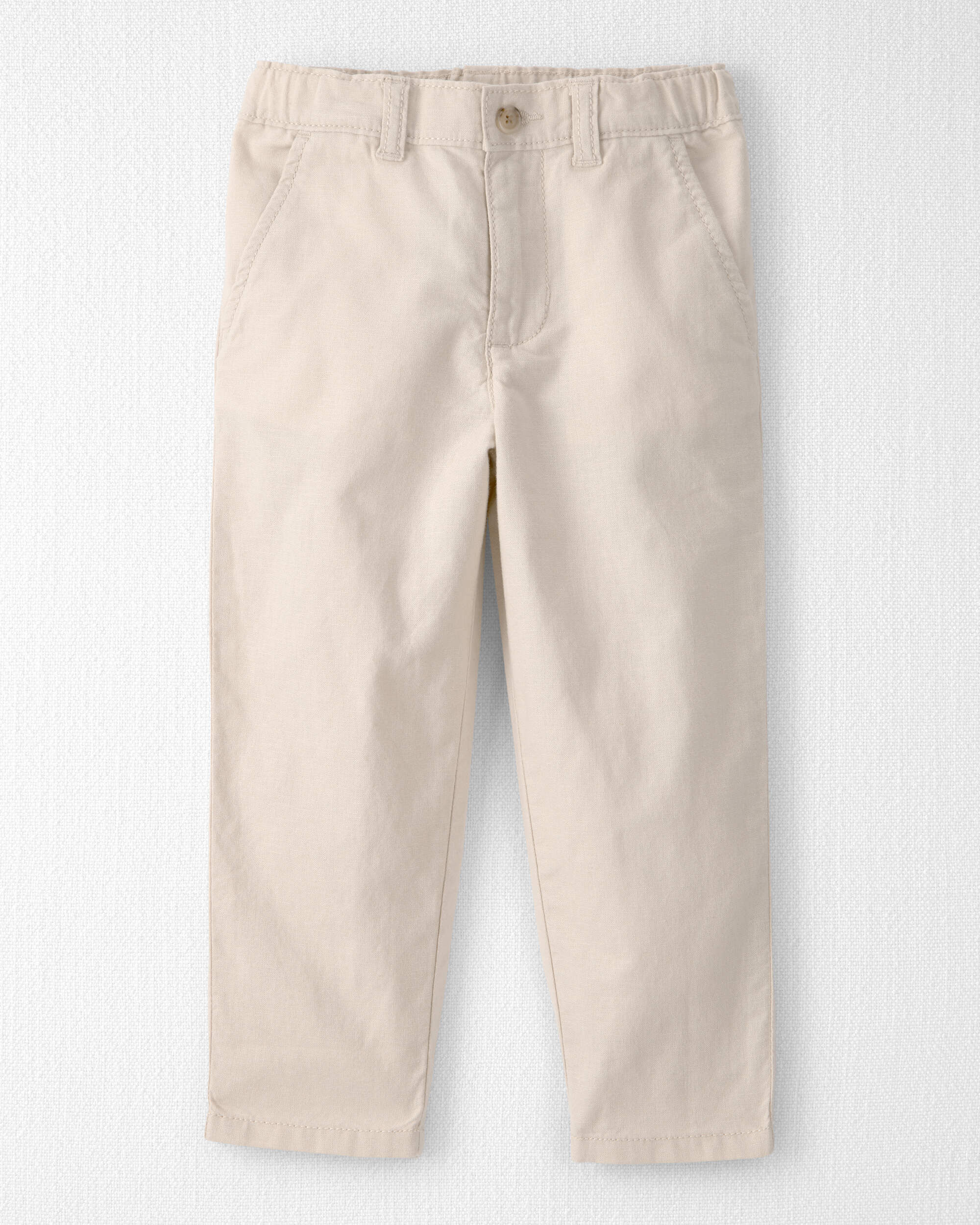 Little Planet Toddler Boy Linen Pants Made with Organic Cotton 2T Oatmeal Khaki 30$