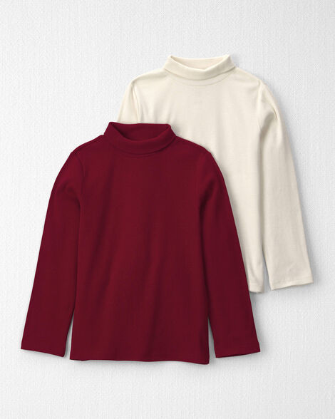 Girls 2-Pack Organic Cotton Ribbed Mock Neck Tops