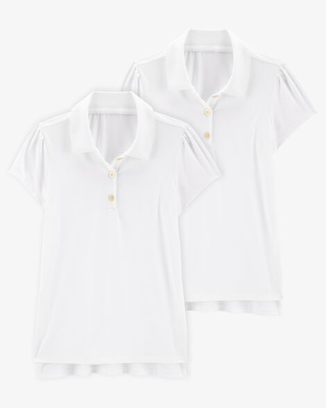Product image 1 of Kid 2-Pack Active Uniform Polo Shirts in Moisture Wicking BeCool™ Fabric - White