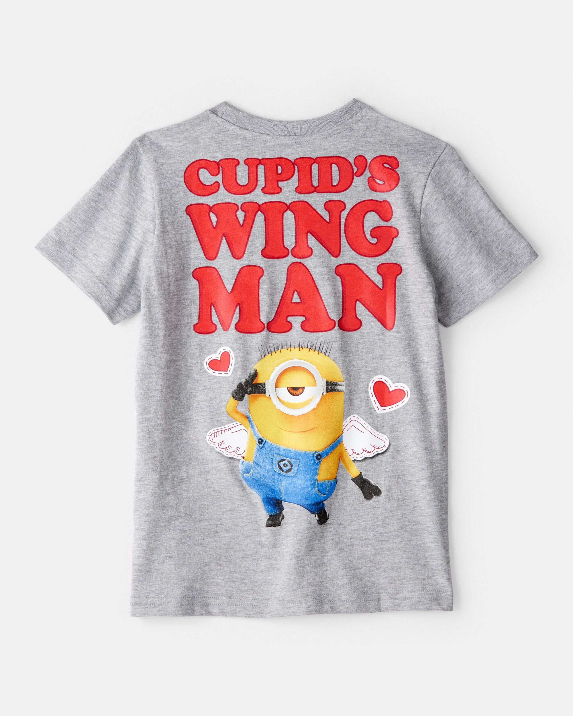 Boys Valentine's Day Minions Short-Sleeve Graphic Tee - Grey