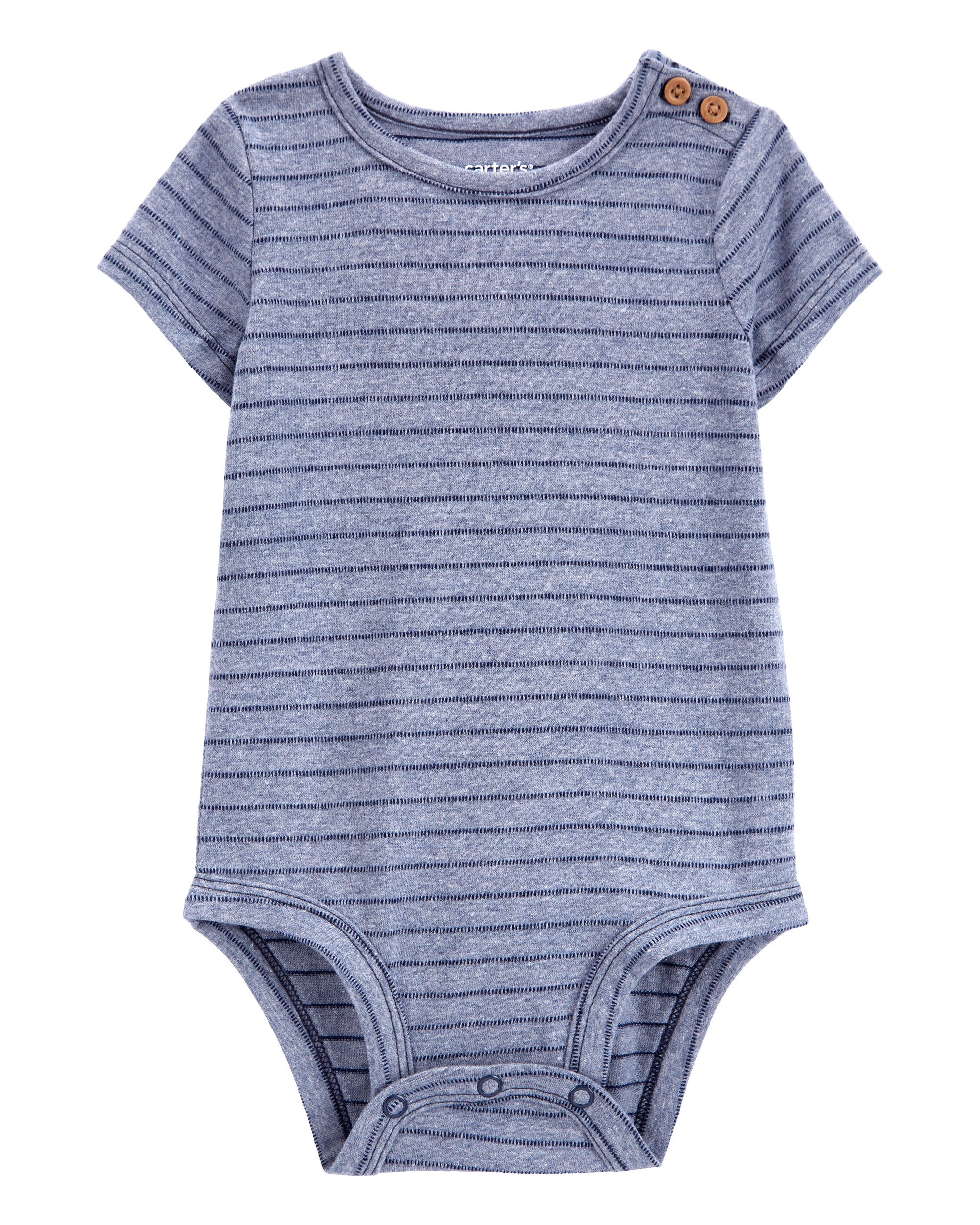 Baby Striped Short-Sleeve Bodysuit - Navy