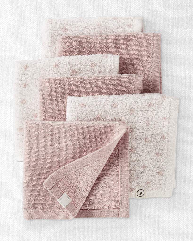 Little Planet Baby Girl 6-Pack Organic Cotton Washcloths One Size Rosebud