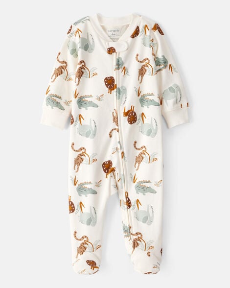  Product image 4 of Baby Animal Print 2-Way Zip Cotton Sleep & Play Pajamas