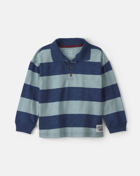 toddler boy striped long-sleeve henley t-shirt - navy blue
