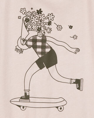 Product image 2 of Kid Floral Skater Girl Graphic Tee - Tan