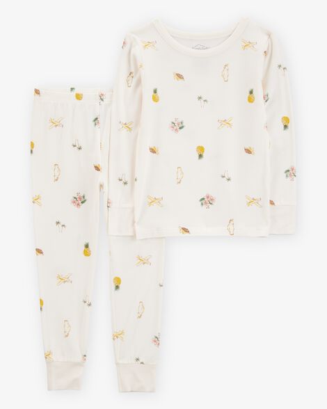  Product image 1 of Toddler Tropical Print PurelySoft 2-Piece Pajamas - Ivory