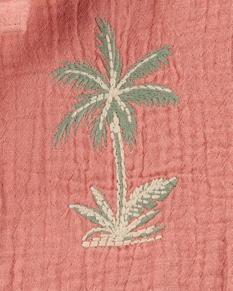 Product image 2 of Kid Palm Tree Print Button-Front Shirt - Red