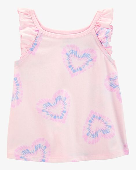 Product image 1 of Toddler Tie-Dye Heart Flutter-Sleeve Tank - Pink/Purple