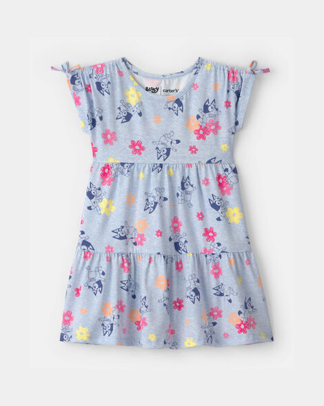 toddler girl bluey™ floral dress - blue