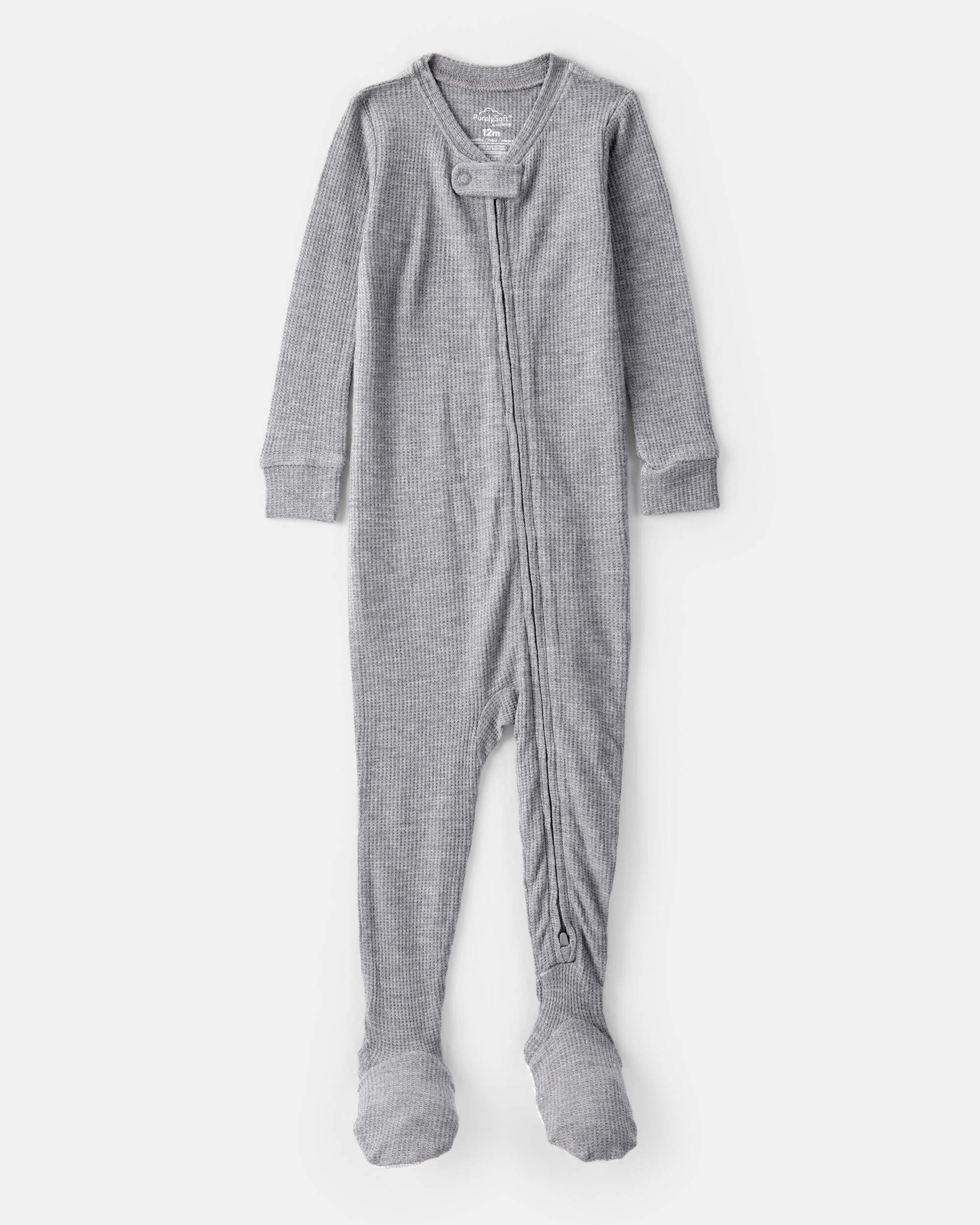 Baby Boy PurelySoft Long-Sleeve 2-Way Zip 1-Piece Pajamas