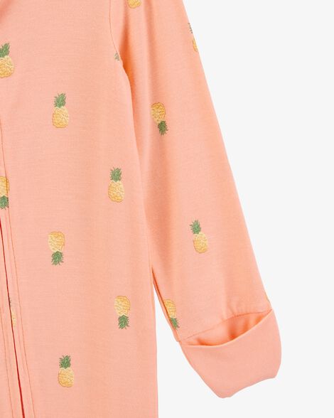  Product image 3 of Baby Pineapple Print 2-Way Zip PurelySoft Convertible Foot Sleep & Play Pajamas - Coral