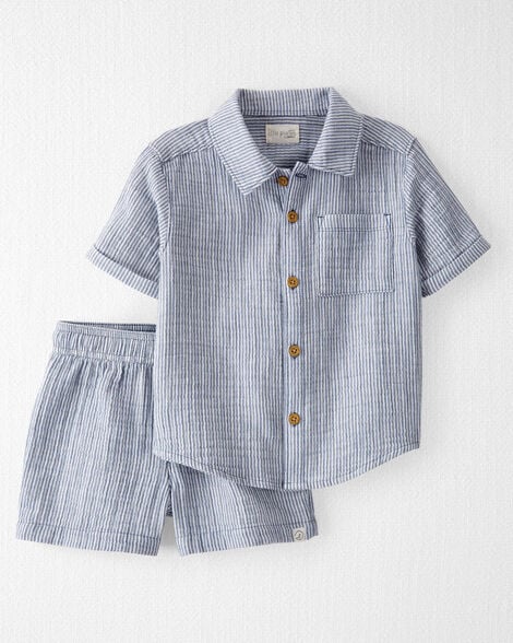 Toddler Boy 2-Piece Organic Cotton Gauze Top & Short Set