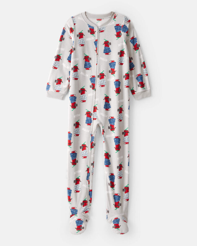 Product image 1 of Boys Chili Pepper Print Fleece Long-Sleeve Loose Fit 1-Piece Pajamas - Grey