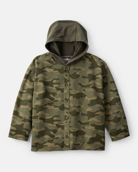 Boys Camo Cotton Long-Sleeve Fashion Jacket - Green