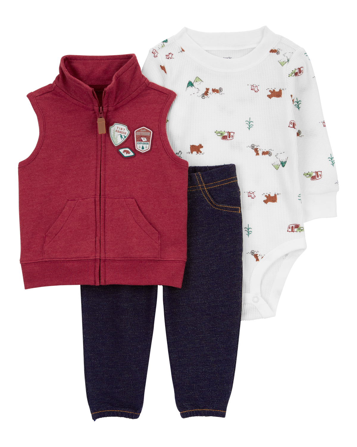 Baby 3-Piece Camping Ranger Little Vest Outfit Set Baby 3-Piece Camping Ranger Little Vest Outfit Set