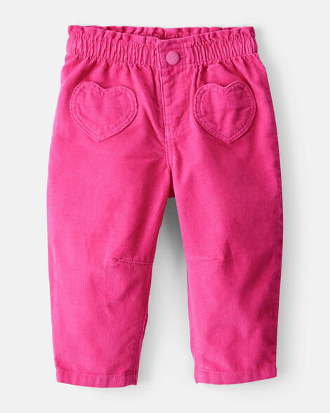 baby girl heart pocket barrel pants - pink
