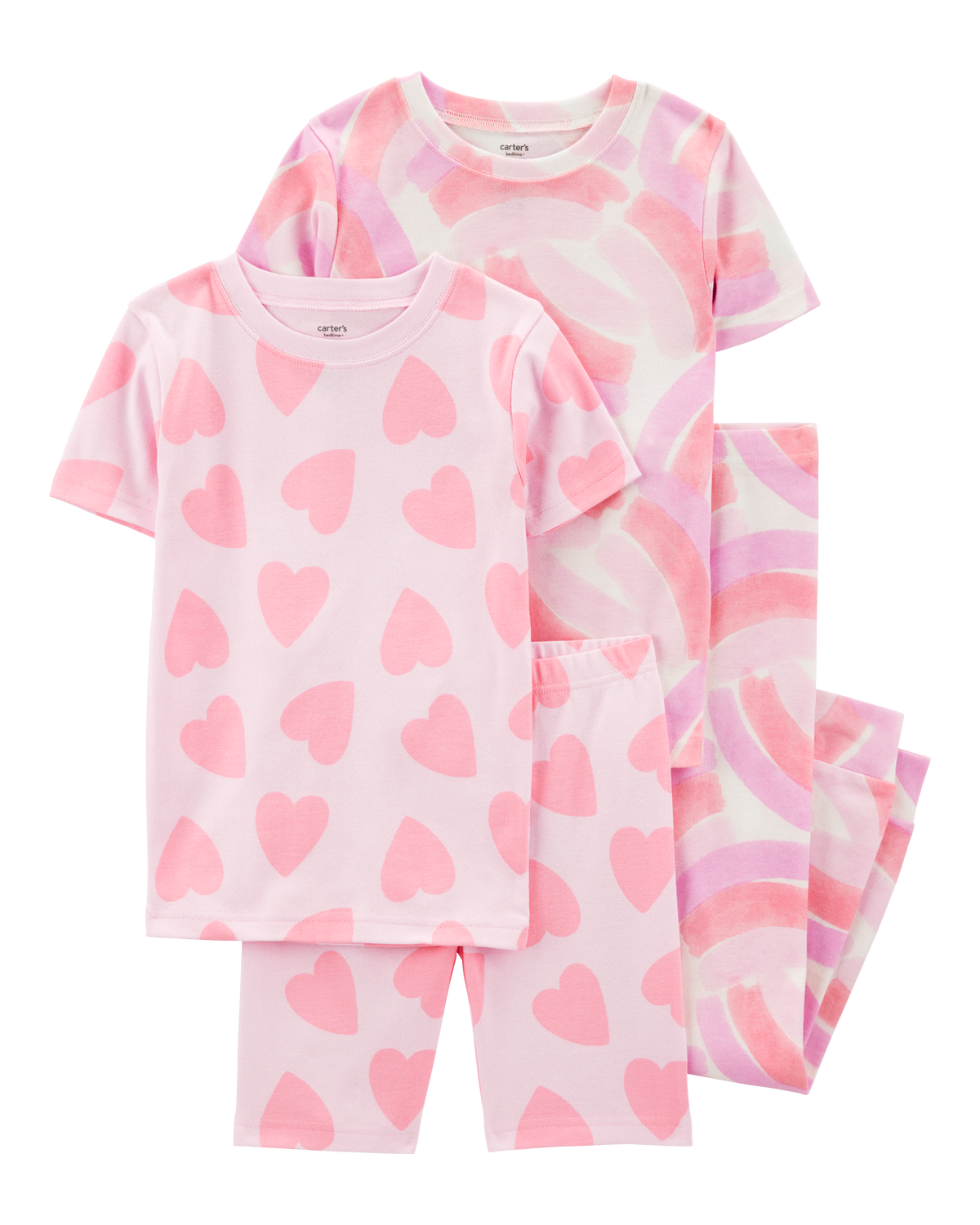 carter's Kid 4-Piece Rainbow Heart 100% Snug Fit Cotton Pajamas - Pink