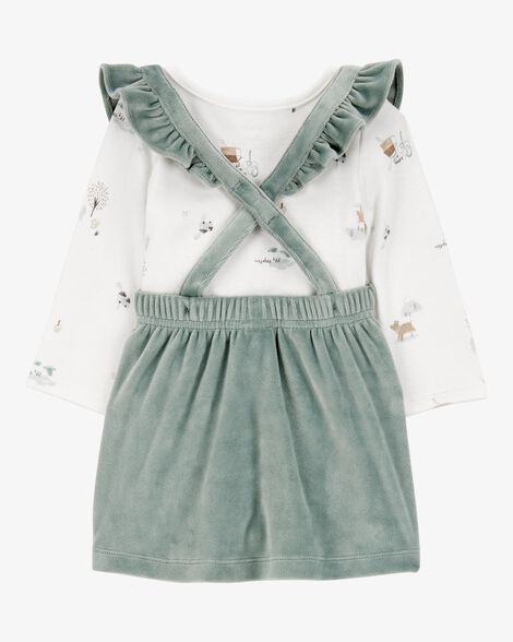Product image 2 of Baby 2-Piece Woodland Creatures Bodysuit & Velboa Jumper Set