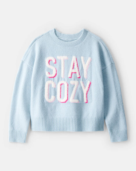 girls stay cozy sweater - blue