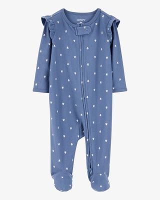 Baby Floral 2-Way Zip Cotton Sleep & Play Pajamas - Pink