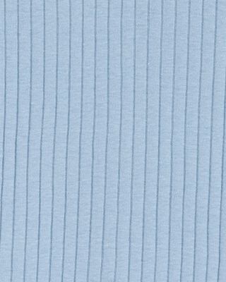 Product image 2 of Kid Solid Ribbed Cotton Blend 2-Piece Pajamas - Blue