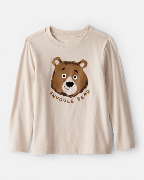 toddler boy bear long-sleeve graphic tee - beige
