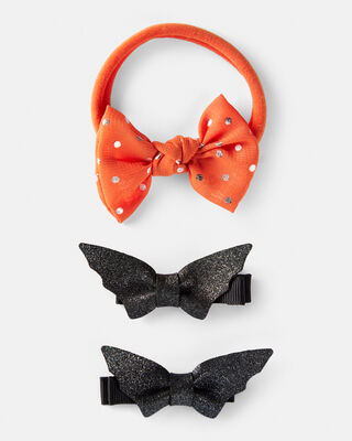 Product image 1 of Baby 3-Piece Halloween Hair Accessories - Orange/Black