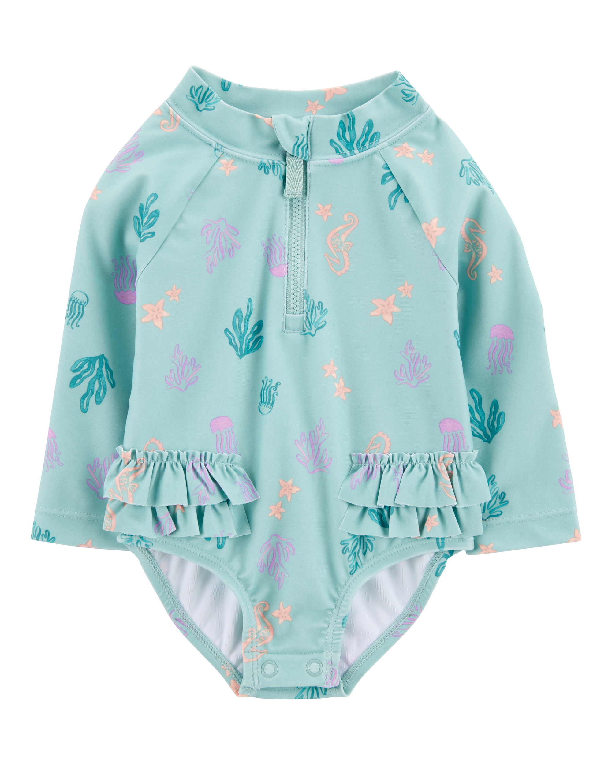 Baby Girl 1-Piece Coral Print Rashguard