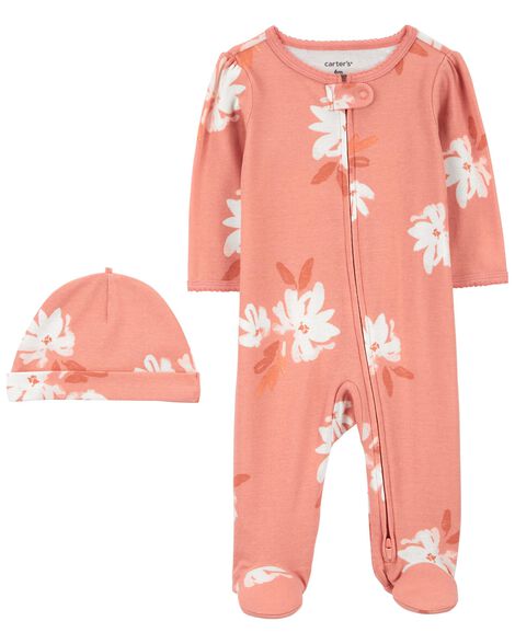 Baby 2-Piece Floral Sleep & Play & Cap Set