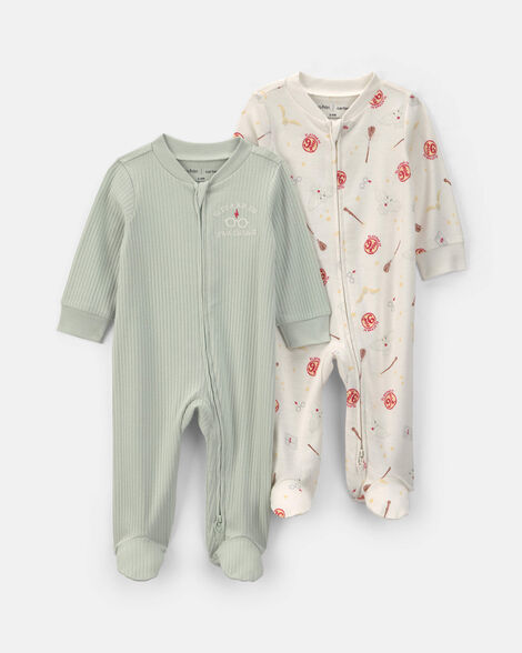 baby 2-pack harry potter® sleep & play pajamas - green/cream