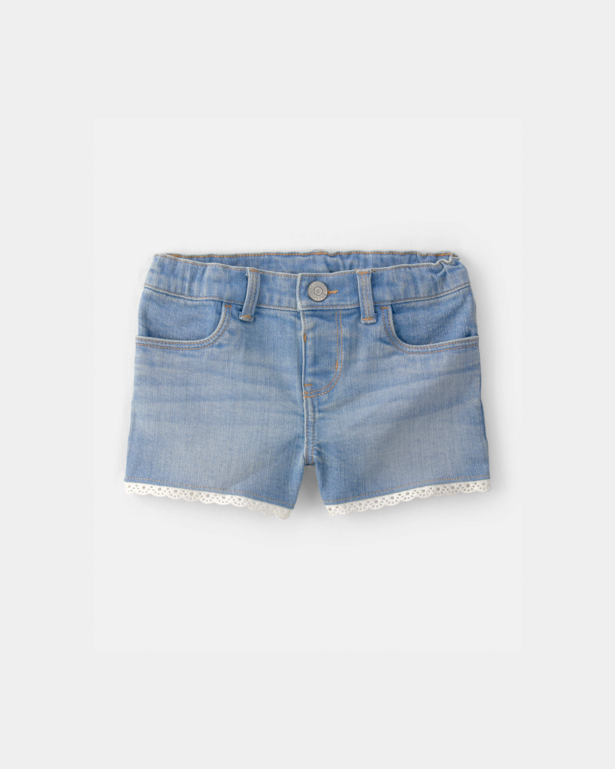 OshKosh Bgosh Toddler Girl Eyelet Trim Denim Shorts - Light Wash 2T Blue 12$
