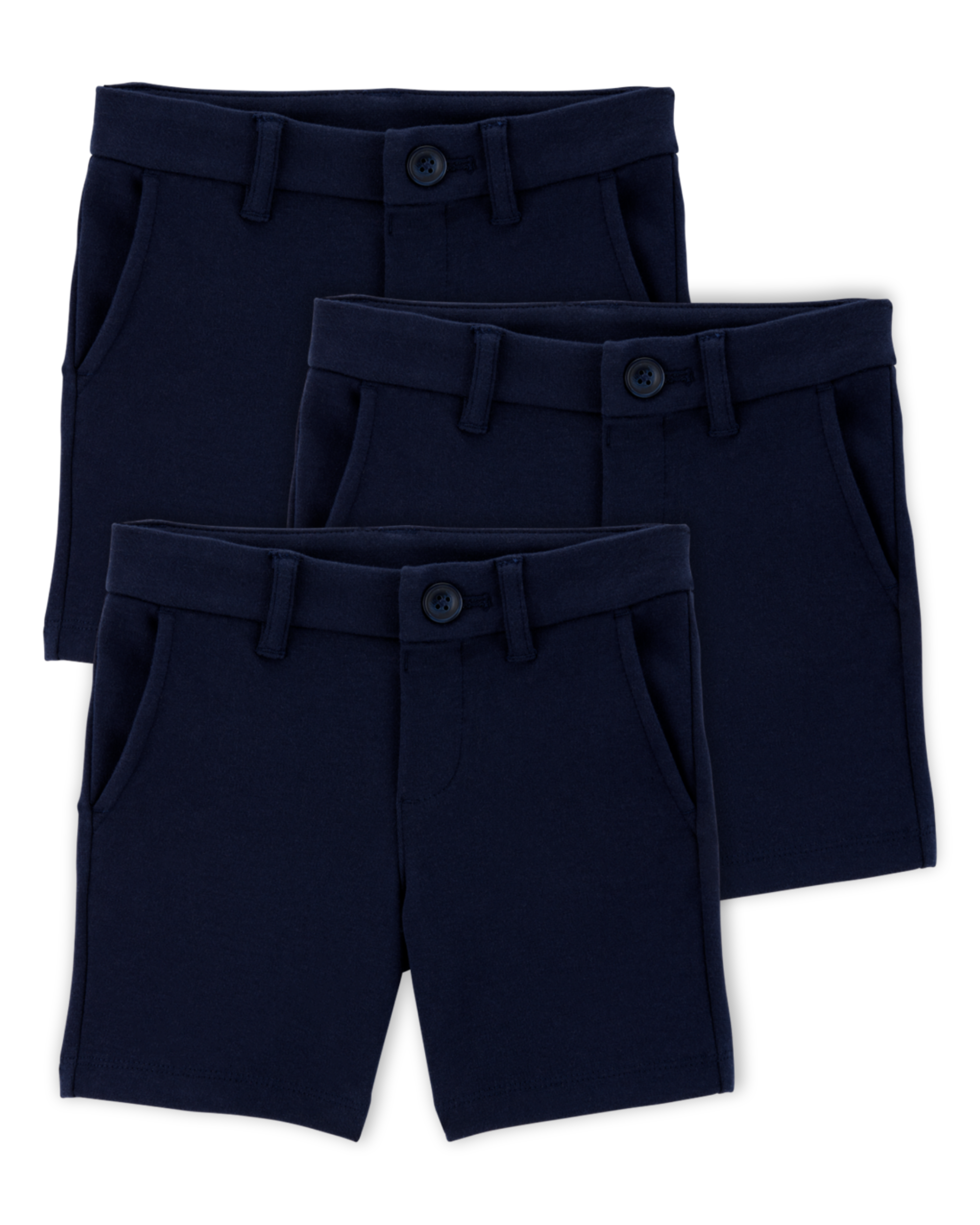 Toddler 3-Pack Ponte Knit Uniform Shorts - Navy