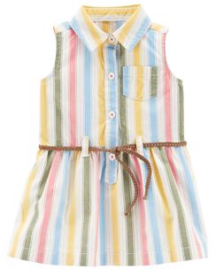 Striped Belted Shirt Dress Striped Belted Shirt Dress