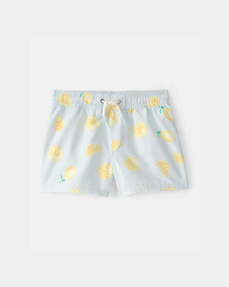 toddler boy lemon swim trunks - blue