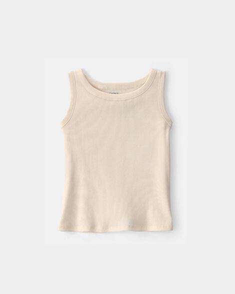 girls rib tank top - cream