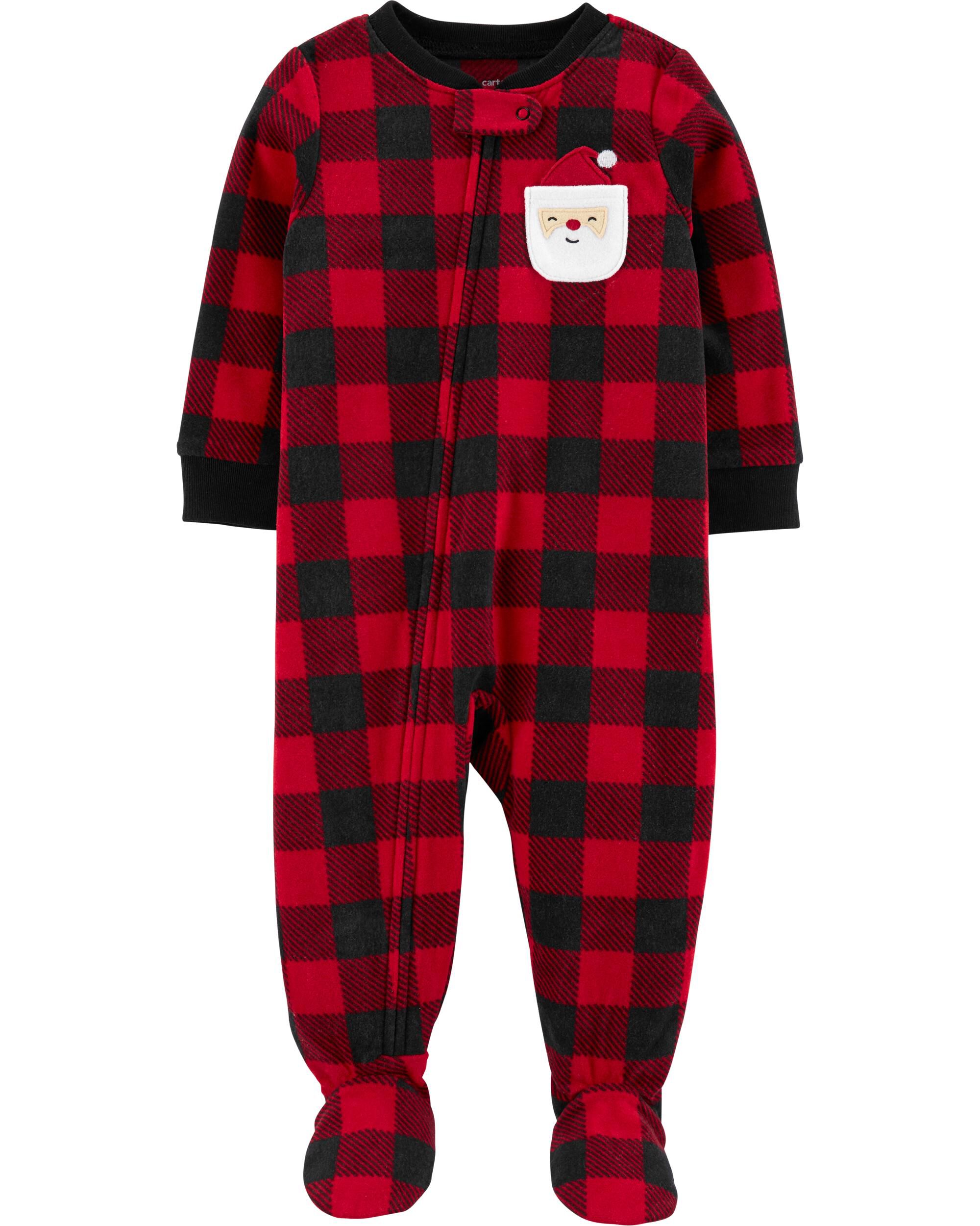 Boys Christmas Carter/'s FLEECE Footed Sleeper SANTA/'S FAVORITE size NB r 3m