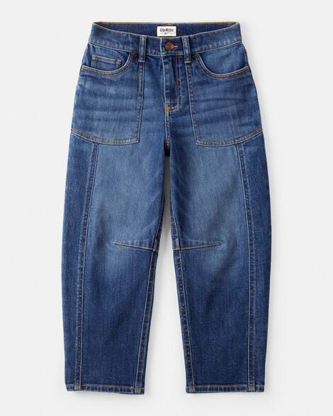  Product image 1 of Girls Denim Barrel Jeans - Blue