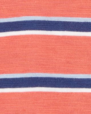 Product image 2 of Toddler Striped Cotton Short-Sleeve Henley - Orange