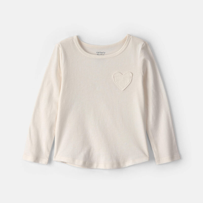 Toddler Girl Heart Long-Sleeve Top - Cream